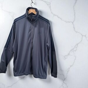 Adidas Mens‎ 2XL Track Jacket Full Zip Gray Athletic Training Warm Up